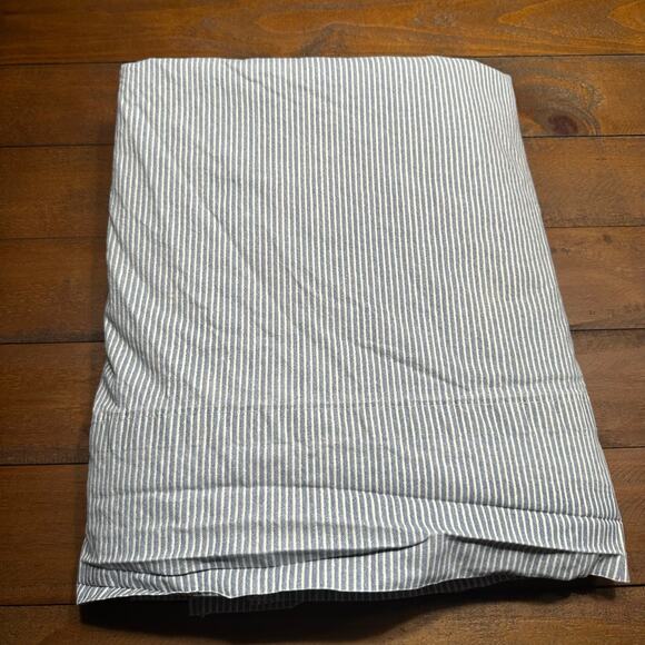 Ralph Lauren Light Blue White Striped Queen Flat Sheet Cotton - Picture 1 of 8